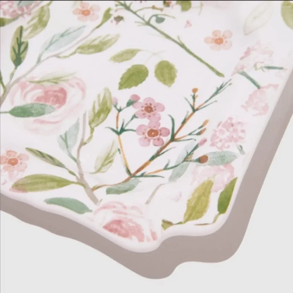 Sweet Laurel Stoneware Dessert Appetizer Plates Set Floral & Light Pink